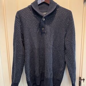 J. Crew Men's navy birdseye wool blend shawl sweater